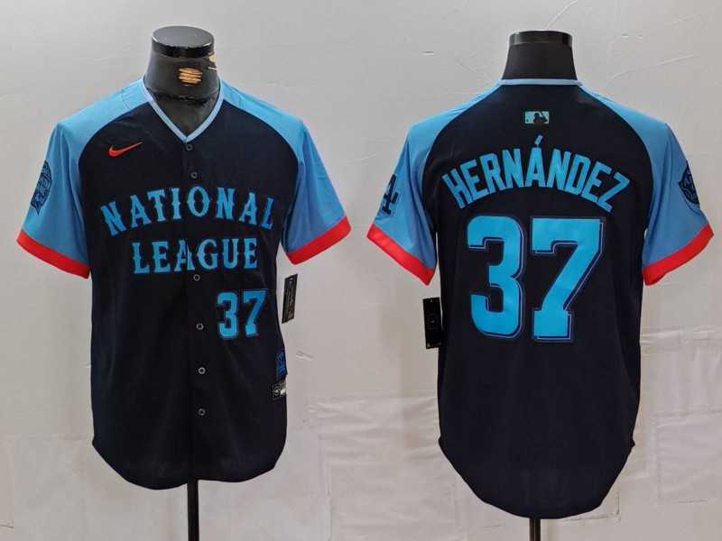 Mens Los Angeles Dodgers #37 Teoscar Hernandez Number Navy 2024 All Star Limited Stitched Jersey->2024 mlb all-star->MLB Jersey